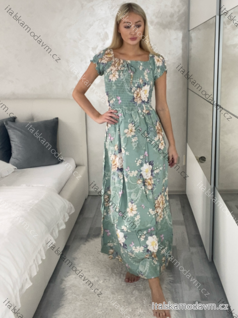 Šaty letní květinové carmen krátký rukáv dámské CARMEN (M/L-XL/2XL) IMWGDB2123/DUR