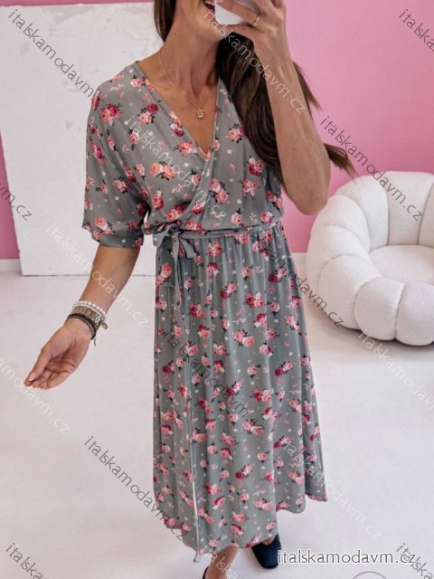 Šaty dlhé voľnočasové letné krátky rukáv dámske (XS/S/M ONE SIZE) TALIANSKA MÓDA IMWG251466