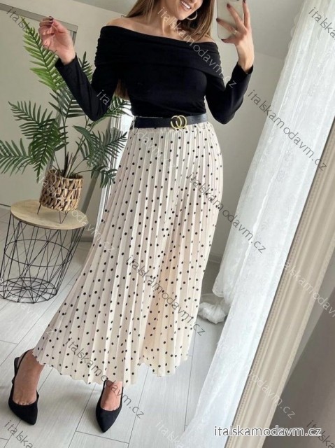 Sukňa dlhá skladaná s opaskom dámska (XS/S/M ONE SIZE) TALIANSKA MÓDA IMWG251473