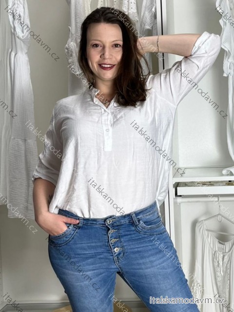 Tunika prodloužená 3/4 košilová dlouhý rukáv dámská nadrozměr (46/48/50 ONE SIZE) ITALSKá MODA IM7246236/DUR
