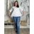 Tunika košilová 3/4 dlouhý rukáv dámská nadrozměr (48/50 ONE SIZE) ITALSKá MODA IM7246236/DUR -   bílá -   46/48/50