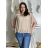 Tunika blúzka krátky rukáv dámska nadrozmer (52/54/56 ONE SIZE) TALIANSKA MODA IM424128/DUR 52/54 biela