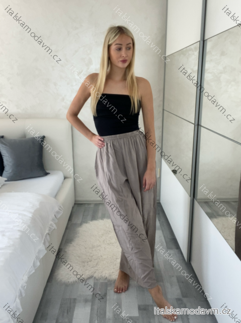 Kalhoty letní dámské (S/M/L ONE SIZE) ITALSKÁ MÓDA IM325ELBA/DUR -   hnědá světlá -   S/M/L