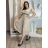 Šaty dlhé letné šifónové elegantné skladané s opaskom krátky rukáv dámske LAJLA  (S/M/L ONE SIZE) TALIANSKA MÓDA IMWHA251214/DUR S/M/L béžová