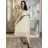 Šaty dlhé letné šifónové elegantné skladané s opaskom krátky rukáv dámske LAJLA  (S/M/L ONE SIZE) TALIANSKA MÓDA IMWHA251214/DUR S/M/L béžová