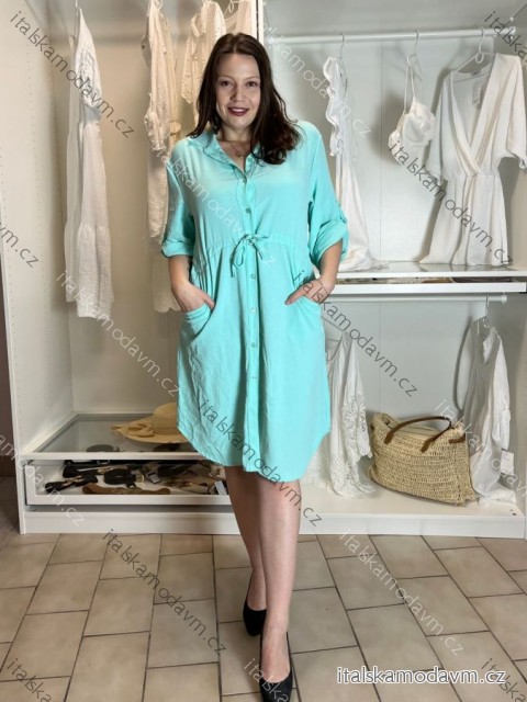 Šaty košeľové sťahovacie 3/4 dlhý rukáv dámske JANET (S/M/L ONE SIZE) TALIANSKA MÓDA IMC25166