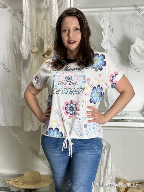 Tunika krátký rukáv dámská nadrozměr DIANA (42/44/46 ONE SIZE) ITALSKÁ MÓDA IMWDT25294-2/DU 42/44/46 Černá