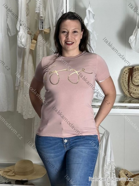 Tričko krátký rukáv dámské (S/M/L ONE SIZE) ITALSKÁ MÓDA IM4211097/DR starorůžová S/M/L