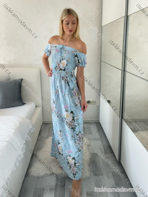 Šaty letní květinové carmen krátký rukáv dámské CARMEN (M/L-XL/2XL) IMWGDB2123/DUR -   světle modrá -   XL/2XL