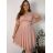 Šaty elegantné spoločenské krátky rukáv dámske (S/M/L/XL ONE SIZE) TALIANSKA MÓDA IMPSH2335891V/DURL/XL staroružová
