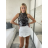 Top croptop třpytivý na ramínka dámské BEATA (S/M/L ONE SIZE) ITALSKÁ MÓDA IMPSH246528/DUR -   stříbrná -   S/M/L