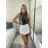 Top croptop třpytivý na ramínka dámské BEATA (S/M/L ONE SIZE) ITALSKÁ MÓDA IMPSH246528/DUR -   stříbrná -   S/M/L
