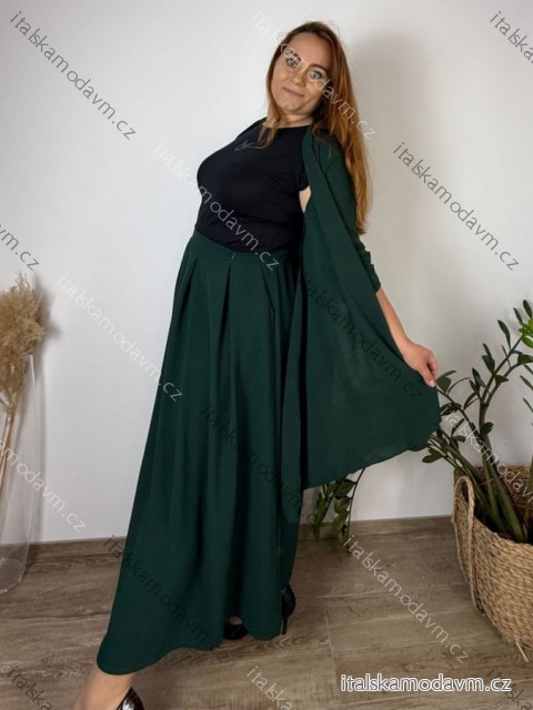 Cardigan letný 3/4 dlhý rukáv dámsky nadrozmer VESUNA (48/50/52 ONE SIZE) TALIANSKA MÓDA IM425415/DU  tmavo smaragdová