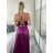 Šaty dlouhé elegantní na ramínka dámské (S/M ONE SIZE) ITALSKá MODA IM323013/DU   vínová   S/M