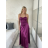 Šaty dlouhé elegantní na ramínka dámské (S/M ONE SIZE) ITALSKá MODA IM323013/DU   vínová   S/M