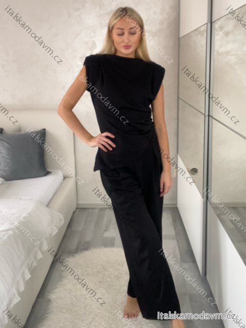 Souprava elegantní tričko bez rukávu a kalhoty dlouhé dámské LUCY (S/M/L ONE SIZE) ITALSKÁ MÓDA IMWAC251491/DU S/M/L čierna