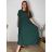 Šaty s príveskom dlhé krátky rukáv dámske nadrozmer (54/56/58 ONE SIZE) TALIANSKA MóDA IM424277/DR -   zelená khaki -   56/58