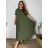 Šaty s príveskom dlhé krátky rukáv dámske nadrozmer (54/56/58 ONE SIZE) TALIANSKA MóDA IM424277/DR -   zelená khaki -   56/58