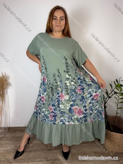 Šaty letné krátky rukáv dámske nadrozmer VESUV (54/56/58 ONE SIZE) TALIANSKA MÓDA IM425308