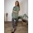 Bunda slabá s kapucí dlouhý rukáv dámská nadrozměr MILANO (52/54/56 ONE SIZE) ITALSKÁ MÓDA IMSM251213/DU 52/54/56 zelená khaki