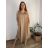 Šaty dlhé letné na ramienka dámske nadrozmer LOLA (42/44/46 ONE SIZE) TALIANSKA MÓDA IM4251113/DU  hnedá