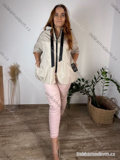 Bunda oversize slabá na zip s kapucí dlouhý rukáv dámská nadrozměr HOPE (42/44/46 ONE SIZE) ITALSKÁ MÓDA IMC250102/DR