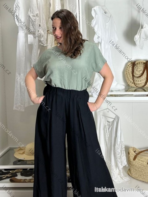 Tunika krátky rukáv dámska nadrozmer (42/44/46 ONE SIZE) TALIANSKA MÓDA IMC25305/DU -   zelená khaki -