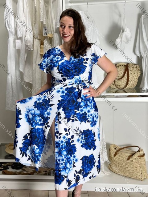 Šaty dlhé letné krátky rukáv dámske (S/M/L ONE SIZE) TALIANSKA MÓDA IMD250001/DUR