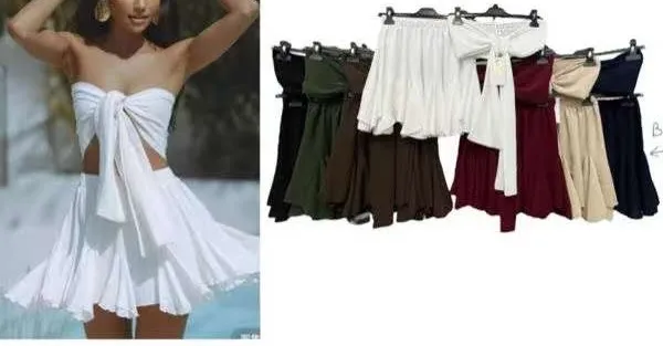 Súprava letný top a sukňa krátka dámska (S/M/L ONE SIZE) TALIANSKA MÓDA IMPMD255175