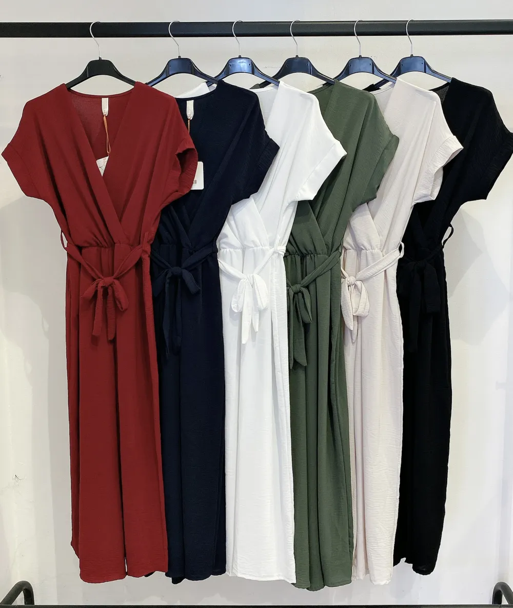 Šaty dlhé elegantný letný krátky rukáv dámske (S/M/L ONE SIZE) TALIANSKA MÓDA IMPMD2525346