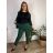 Nohavice strečové dlhé dámske nadrozmer (44/46/48 ONE SIZE) TALIANSKA MóDA IMN22MARINA/DU - zelená smaragdová - 44/46/48