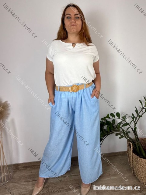 Nohavice dlhé letné s opaskom dámske nadrozmer (50/52/54 ONE SIZE) TALIANSKA MÓDA IM425431/DU
