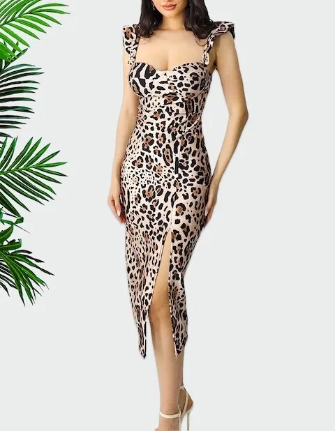Šaty letné leopardí krátky rukáv dámske (S/M/L ONE SIZE) TALIANSKA MÓDA IMPMD2540989