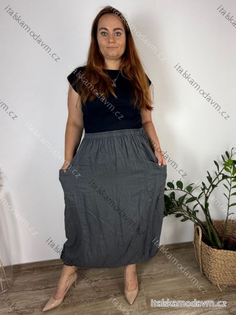 Sukně lněná dlouhá dámská nadrozměr (42/44/46 ONE SIZE) ITALSKá MóDA IMSM250002/DU