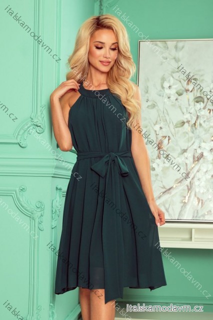 Šaty šifónové s vázáním dámské (S-2XL) POLSKÁ MÓDA NMC-350-4/DR