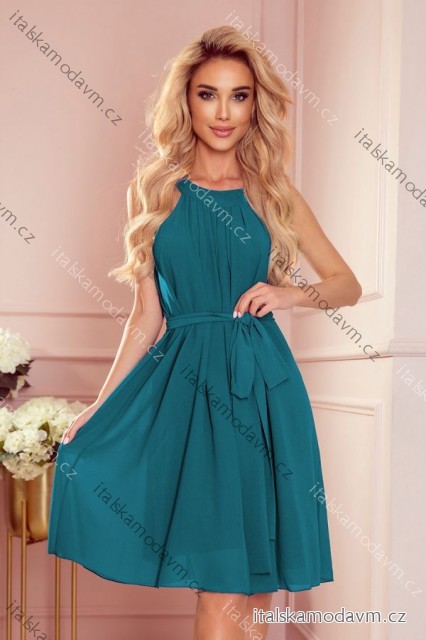 Šaty šifónové s viazaním dámske (S-2XL) POLSKÁ MÓDA NMC-350-6/DR