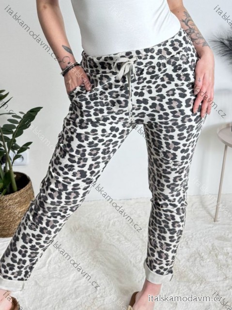 Nohavice strecové mačkáče dlhé dámske (S/M/L ONE SIZE) TALIANSKA MÓDA IMPLI248115B/DR béžová S/M/L