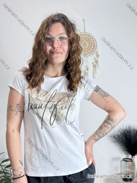 Tričko krátký rukáv dámské (S/M/L ONE SIZE) ITALSKÁ MÓDA IMPLI2550873-3/DUR