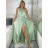Šaty saténové variabilní dlouhé společenské bez rukávu dámské (S/M/L ONE SIZE) ITALSKÁ MÓDA IMPSH255338/DU sv. mintová S/M/L