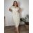 Šaty košeľové letné sťahovací mušelín krátky rukáv dámske nadrozmer GITA (46/48/50 ONE SIZE) TALIANSKA MÓDA IM425296/DUR khaki 46/48/50