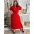 Šaty dlhé letné skládané krátky rukáv dámske ZUZA (S/M/L ONE SIZE) TALIANSKA MÓDA 	 IMD251761/DUR S/M/L červená