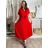 Šaty dlhé letné skládané krátky rukáv dámske ZUZA (S/M/L ONE SIZE) TALIANSKA MÓDA 	 IMD251761/DUR S/M/L červená