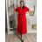 Šaty dlhé letné skládané krátky rukáv dámske ZUZA (S/M/L ONE SIZE) TALIANSKA MÓDA 	 IMD251761/DUR S/M/L červená