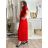 Šaty dlhé letné skládané krátky rukáv dámske ZUZA (S/M/L ONE SIZE) TALIANSKA MÓDA 	 IMD251761/DUR S/M/L červená