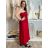 Šaty dlouhé letní carmen přes prsa dámské ORISEA (S/M/L ONE SIZE) ITALSKÁ MÓDA IM425405/DUR S/M/L červená