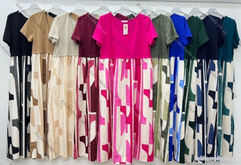 Šaty dlhé voľnočasové letné krátky rukáv dámske (S/M/L ONE SIZE) TALIANSKA MÓDA IM425457