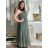 Šaty dlouhé letní na ramínka dámské (S/M/L ONE SIZE) ITALSKÁ MÓDA IMWGS251531/DR -   zelená khaki -   S/M/L