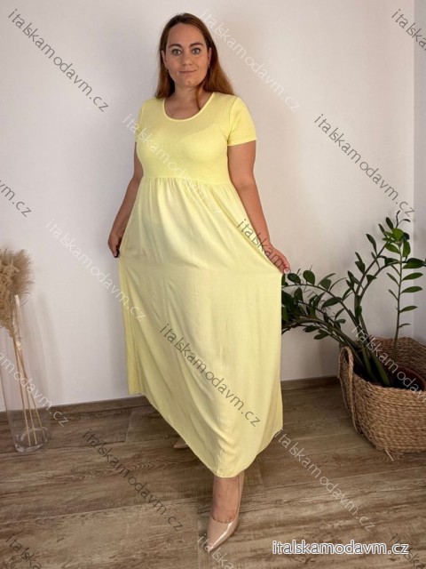 Šaty dlouhé volnočasové krátký rukáv dámské nadrozměr (42/44/46 ONE SIZE) ITALSKÁ MÓDA IMD2525370/DUR