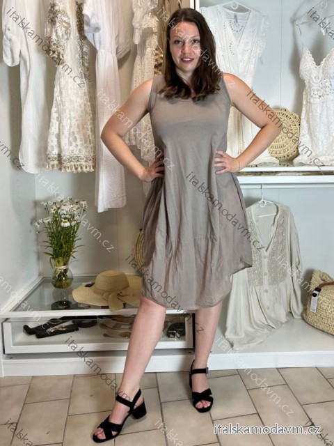 Šaty letní oválné bez rukávů dámské WENDY (S/M/L ONE SIZE) ITALSKÁ MÓDA IMC23260/DU S/M/L hnědá