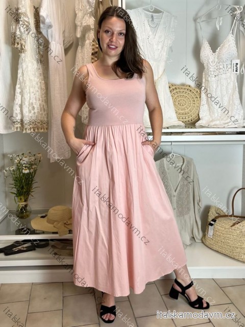 Šaty dlouhé na ramínka dámské AMANDA (S/M/L ONE SIZE) ITALSKÁ MÓDA IMWGS25274/DU S/M/L růžová světlá